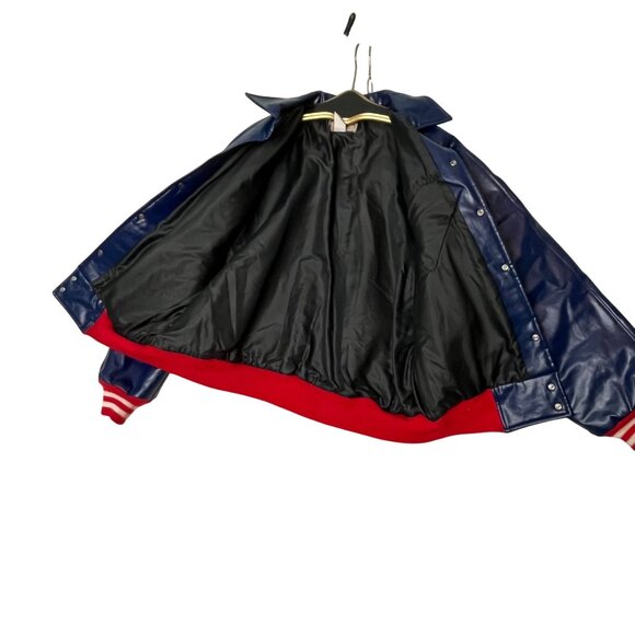 VTG Superman Varsity Jacket Mens XXL Blue Red & White Stripes Justice League USA - Picture 8 of 16